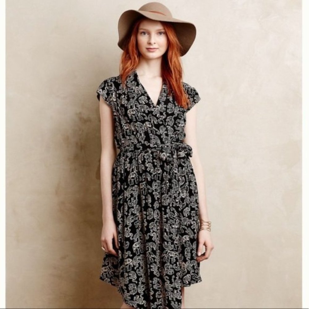 Anthropologies Maeve Noronha Elephant Wrap Dress